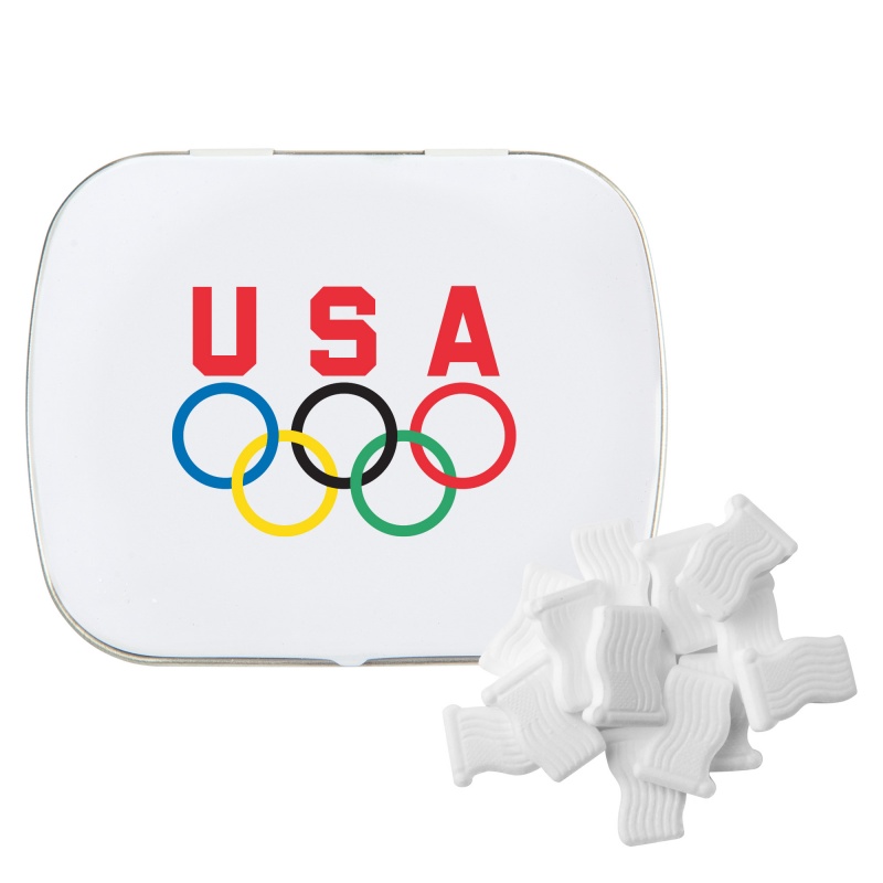 Domed Tin with American Flag Shaped Mints