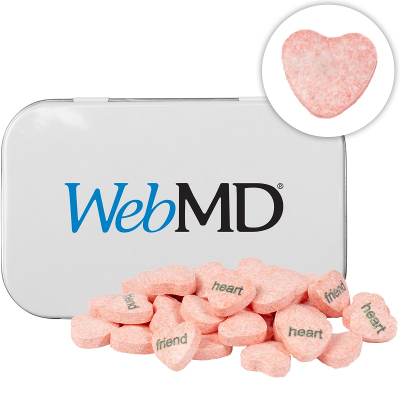 Rectangular Tin - Imprinted Conversation Hearts