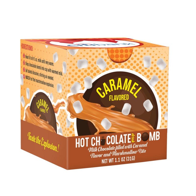 Hot Chocolate Bomb Caramel Flavor in Full Color Box