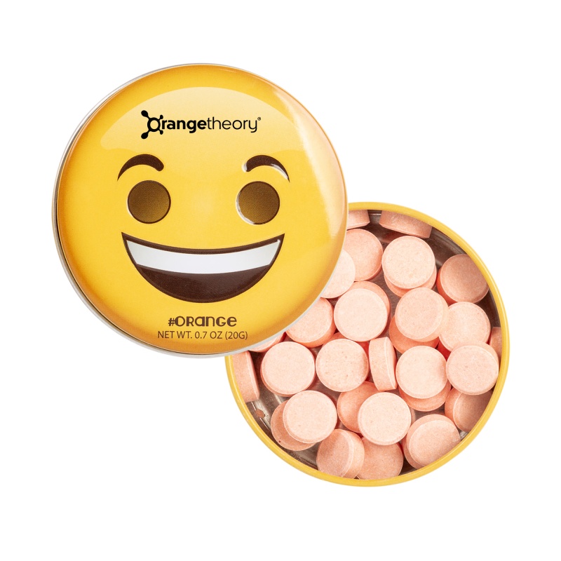 Smiley Face Emojy Tin with Orange Mints