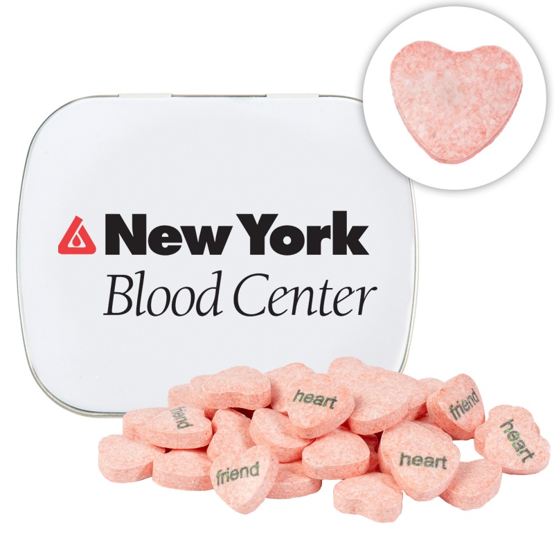 Domed Tin - Imprinted Conversation Hearts