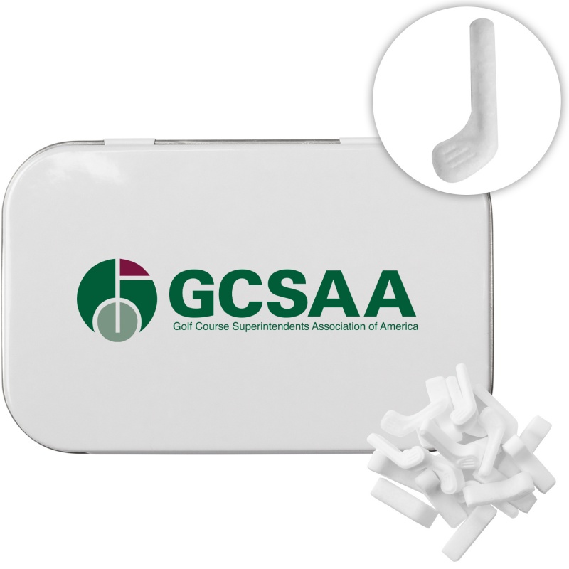 Rectangular Tin with Golf Club Shaped Mints