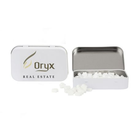 Rectangular Tin with House Shaped Mints
