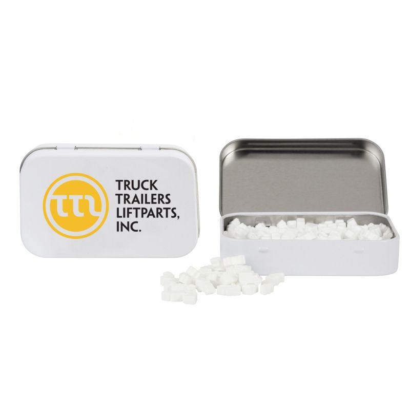 NC Custom: Rectangular Tin with Truck Shaped Mints. Supplied By