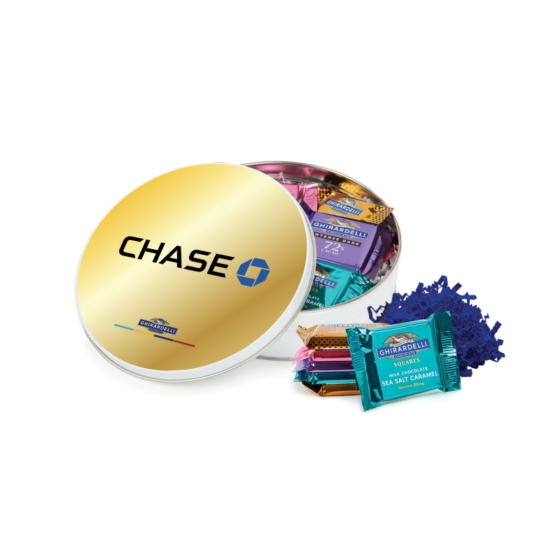 Round Gift Tin with Ghirardelli Chocolate Squares