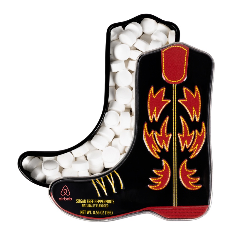 Black & Red Cowboy Boot-Shaped Mint Tin