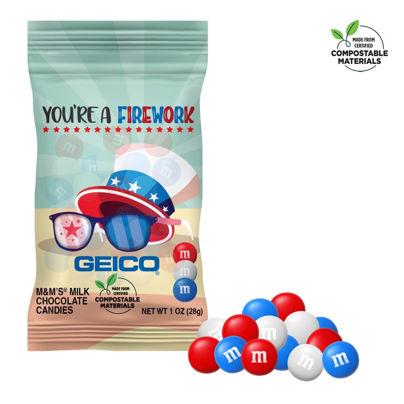 1 oz. ECO-Digibag, Compostable & Full Color, Americana M&M'S