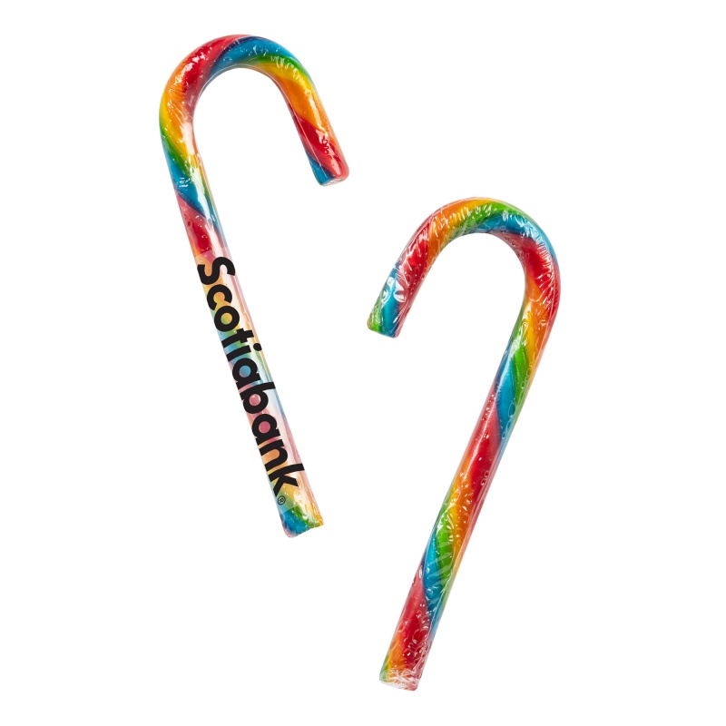 Rainbow Standard Candy Cane with Full Color Label
