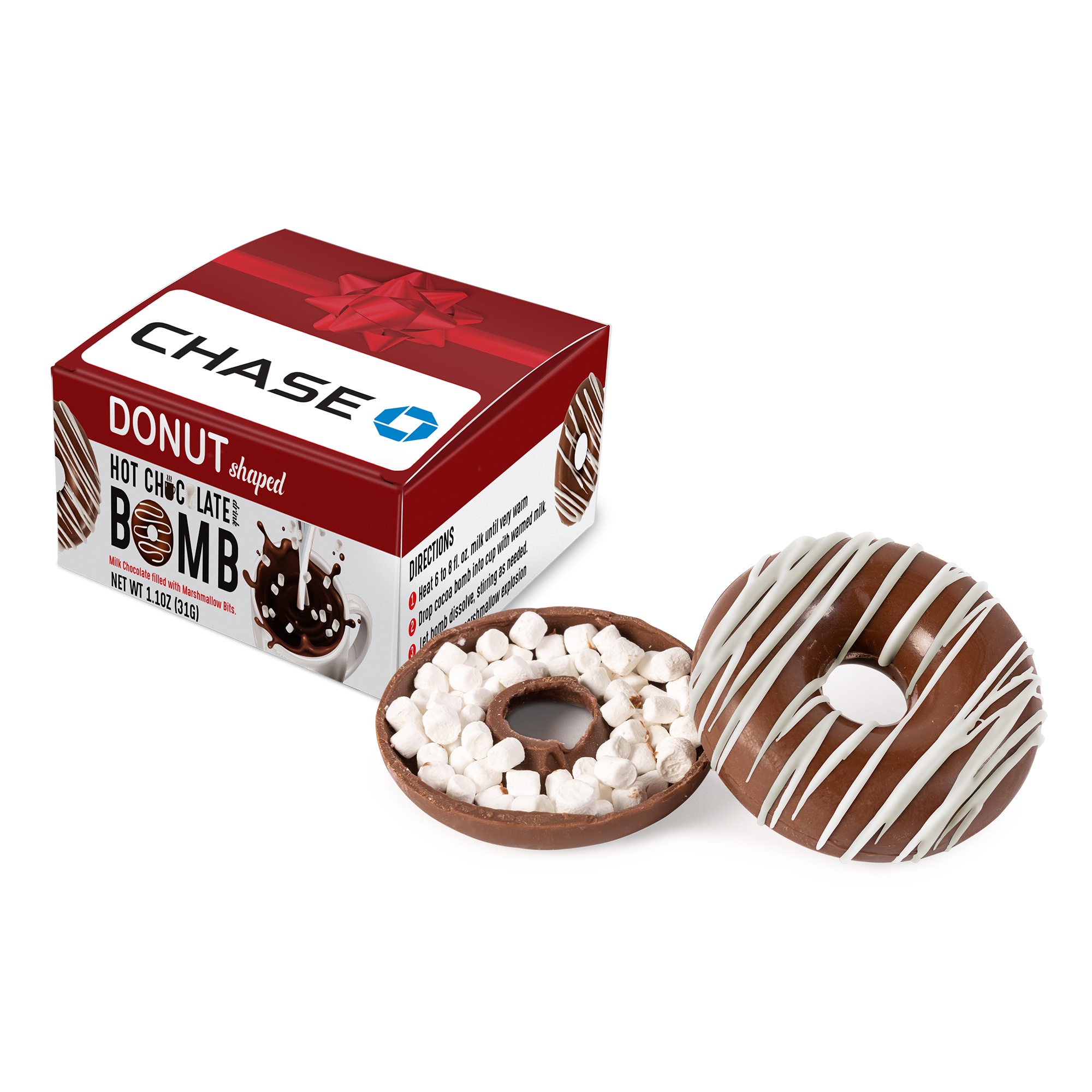 NC Custom: Donut-Shaped Hot Chocolate Bomb with Drizzle. Supplied By:  Chocolate Inn