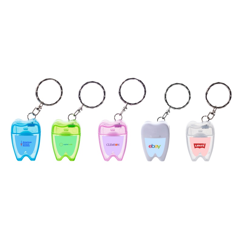Tooth Shaped Dental Floss Key Chain- Mint