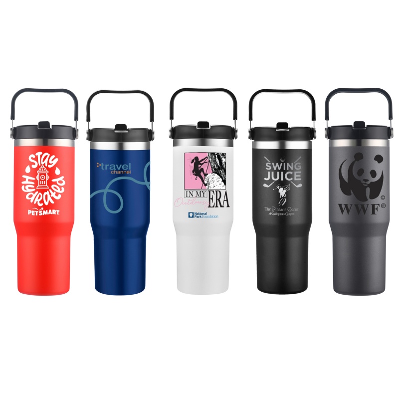 30 oz. Vacuum Travel Mug with Carrier Handle