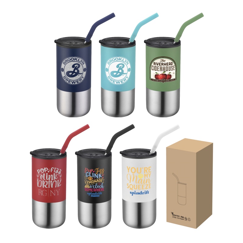 16 oz. Double Wall Tumbler with Straw