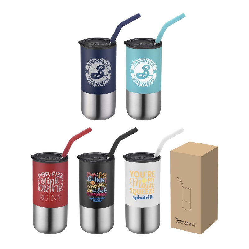 16 oz. Double Wall Tumbler with Straw