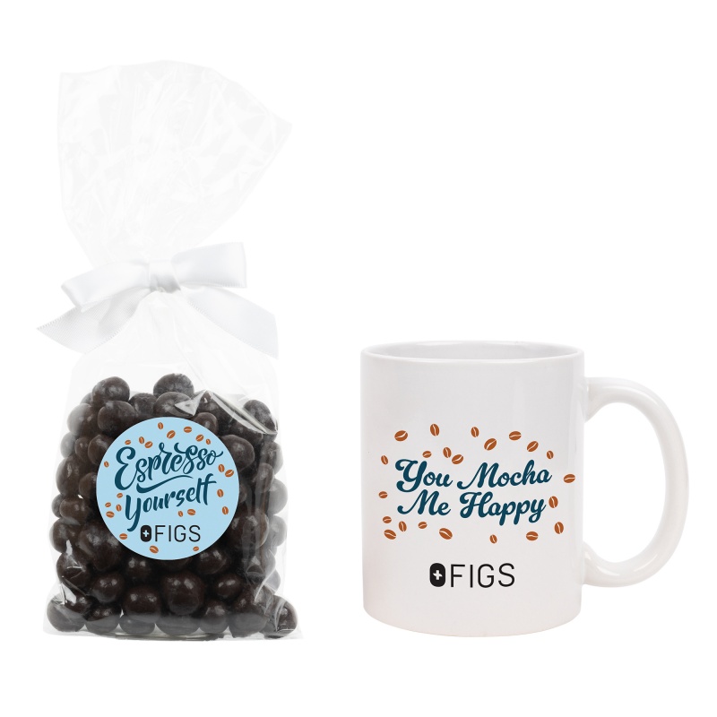 Mug Gift Set with Dark Chocolate Espresso Beans