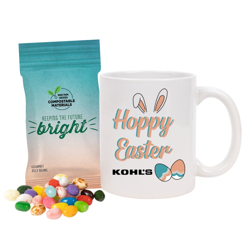Mug set with Gourmet Jelly Beans in Compostable Digibag