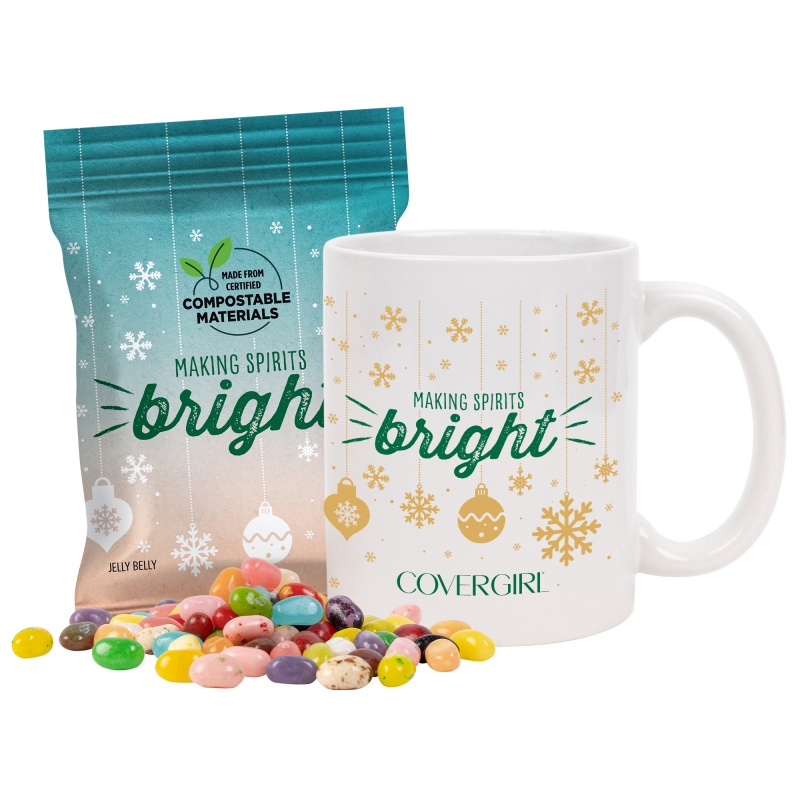 Mug set with Jelly Belly in Compostable Digibag