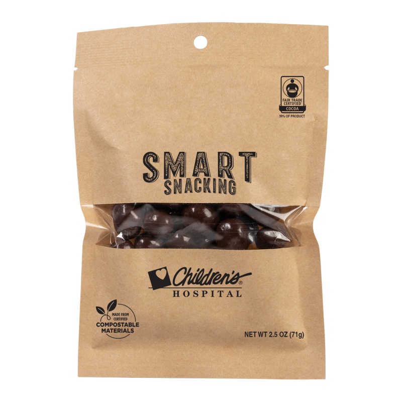 FairTrade Dark Chocolate Almonds in Compostable Kraft Pouch
