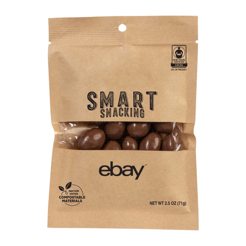 FairTrade Milk Chocolate Almonds in Compostable Kraft Pouch