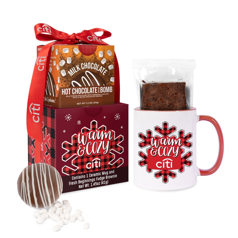 Fresh Beginnings Mug, Brownie, Hot Chocolate Bomb Gift Set