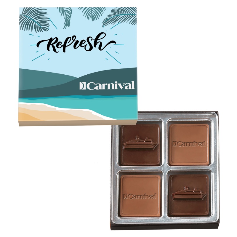 Custom Chocolate Squares Gift Box Full Color Lid (2 1/2oz.)