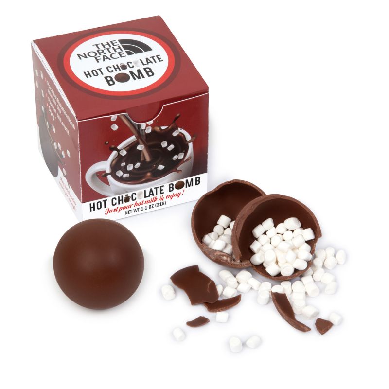 NC Custom: Hot Chocolate Bomb in Full Color Box. Supplied By: Chocolate Inn