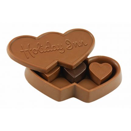 Double Heart Box with 3 Solid Heart Truffles