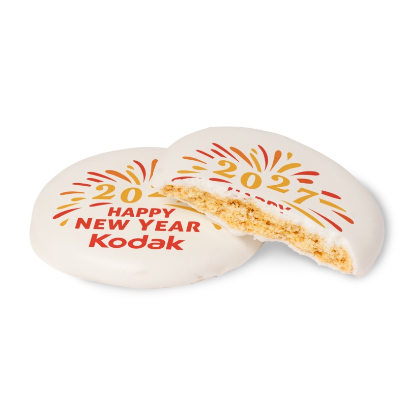 Iced Round Vanilla Cookie- Custom Logo