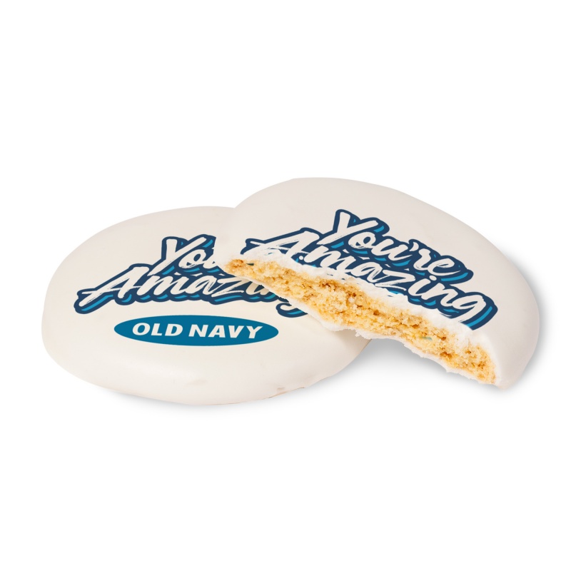 Iced Round Vanilla Cookie- Custom Logo