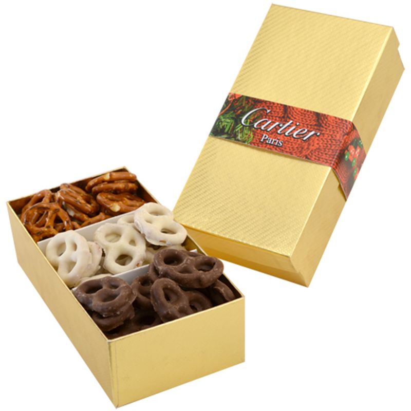 NC Custom 3 Way Pretzel Gift Box. Supplied By Chocolate Inn