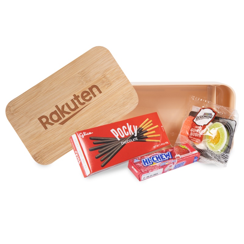 Bamboo Lid Bento Box Candy And Snacks Gift Set