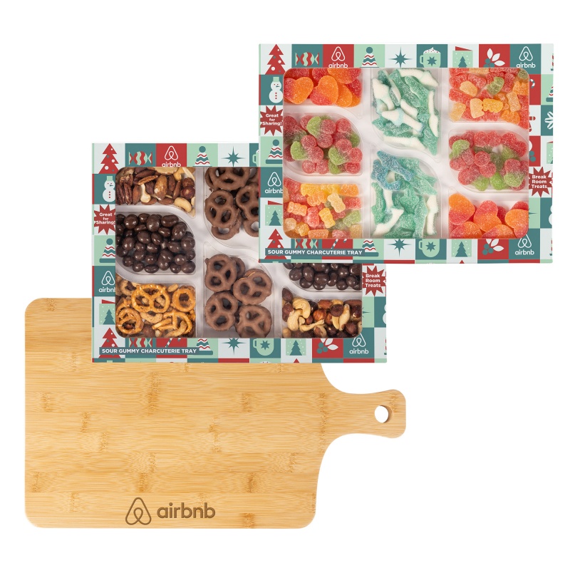Sour Gummy & Sweet & Savory Charcuterie Trays with Bamboo Board