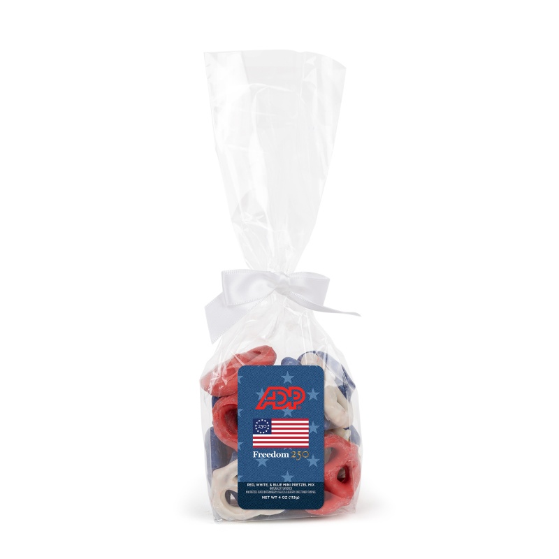 Freedom250 Mug Drop- Red, White and Blue Mini Pretzels