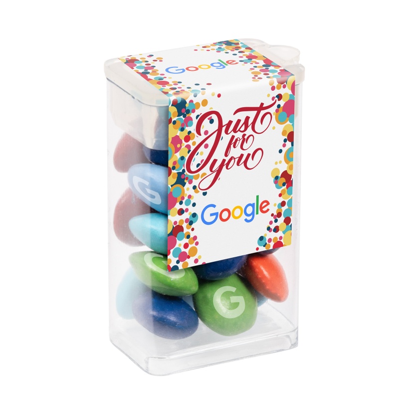 Mini Flip-Top Tube with Imprinted Chocolate Buttons