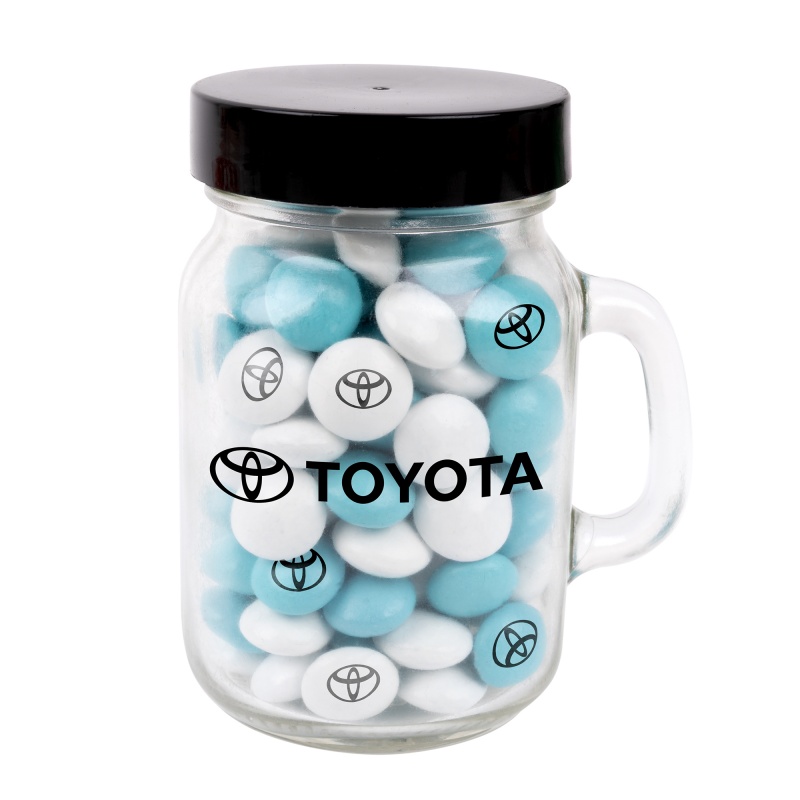 Glass Mini Mason Jars - Chocolate Buttons Imprinted