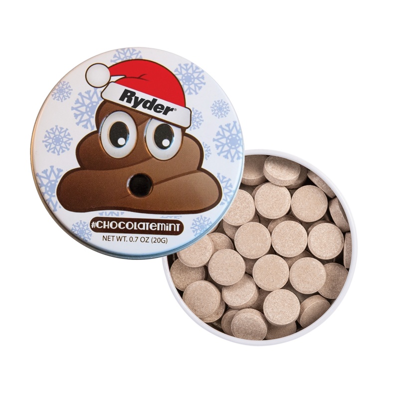 Santa Poop Emojy Tin with Chocolate Mints