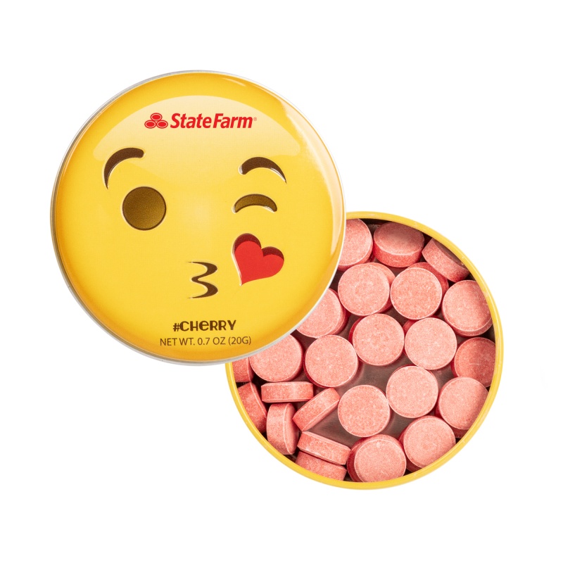 Kissy Face Emojy Tin with Cherry Mints
