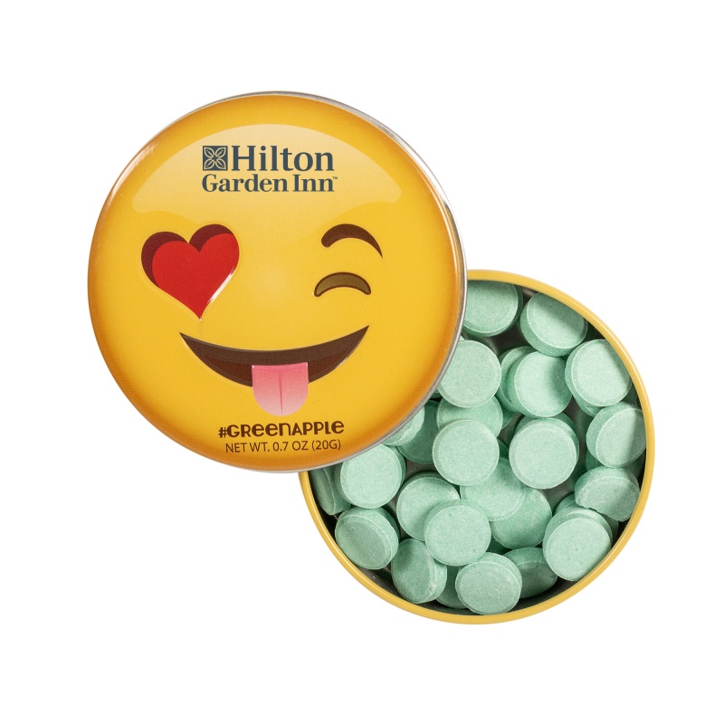 Winking Emojy Tin with Green Apple Mints