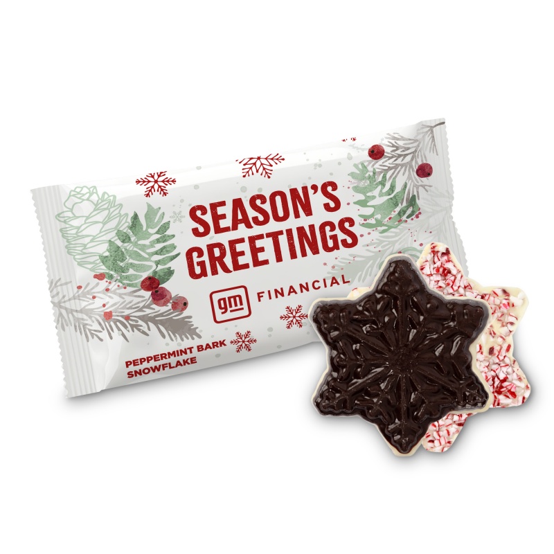 .75 oz Full Color Wrapped Peppermint Bark Snowflake