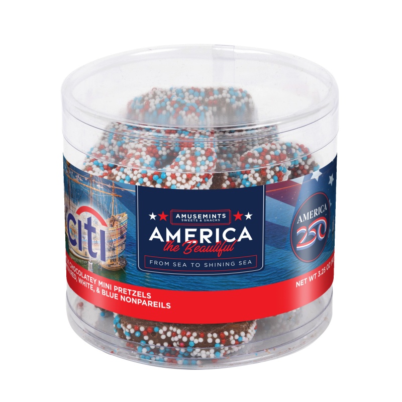 America 250- Round Acetate-Patriotic Nonpareil Mini Pretzels