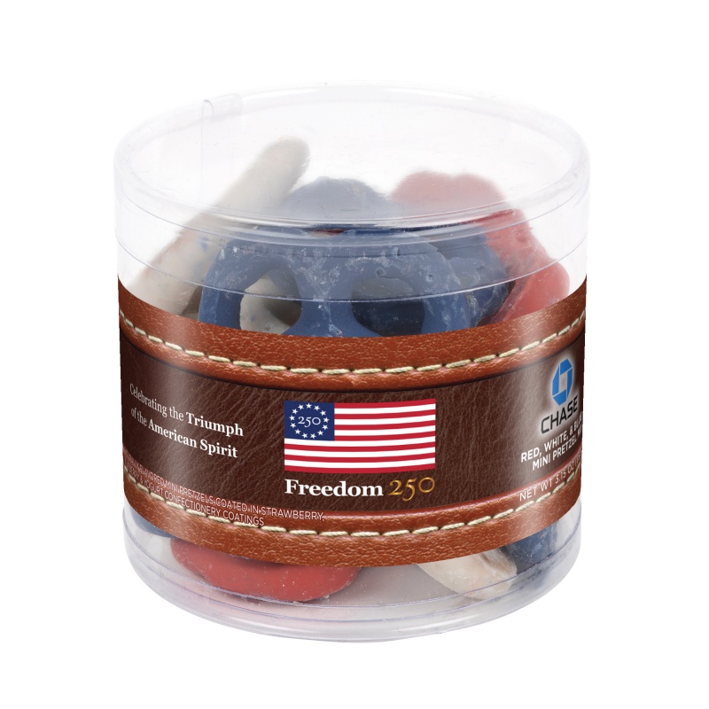 Freedom250- Round Acetate-Red,White & Blue Mini Pretzels