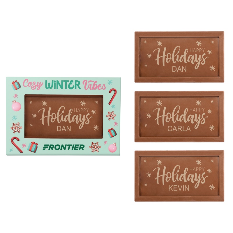 Personalized Rectangle Etched Milk Chocolate Bar- Window Box