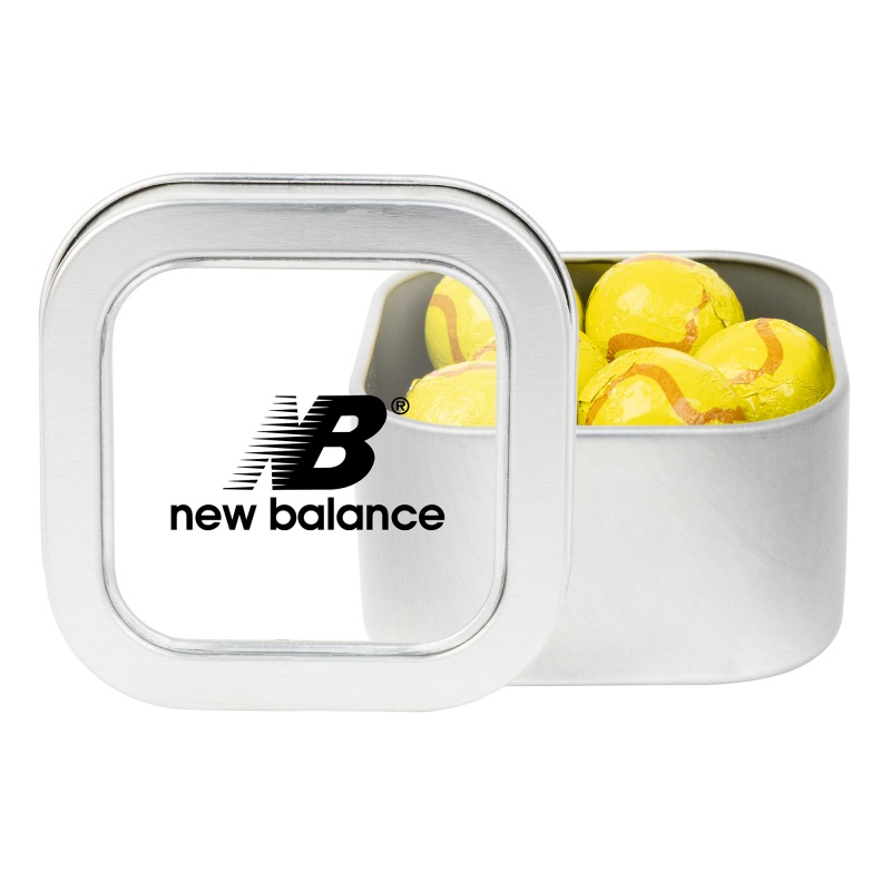 Window Tin with Chocolate Tennis Balls
