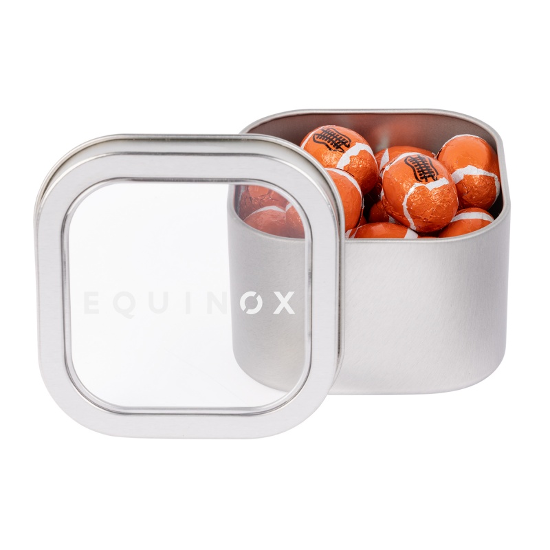 Window Tin with Chocolate Footballs