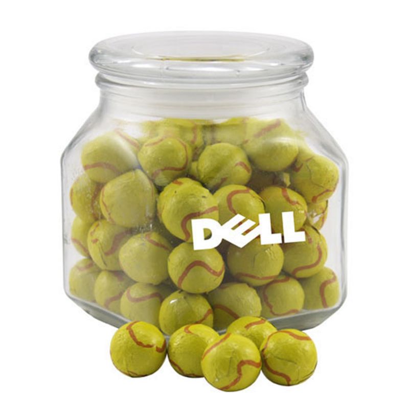 NC Custom Jar with Chocolate Tennis Balls. Supplied By Lanco
