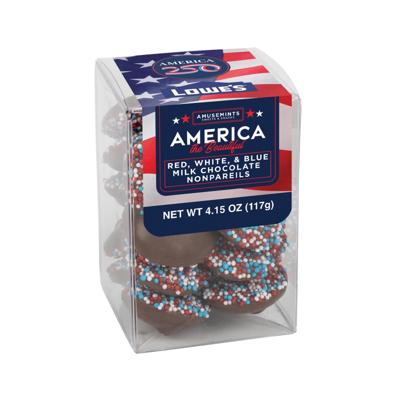 America 250- Short Acetate-Patriotic Milk Chocolate Nonpareils