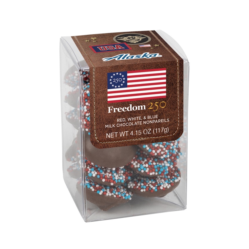 Freedom250- Short Acetate-Patriotic Milk Chocolate Nonpareils