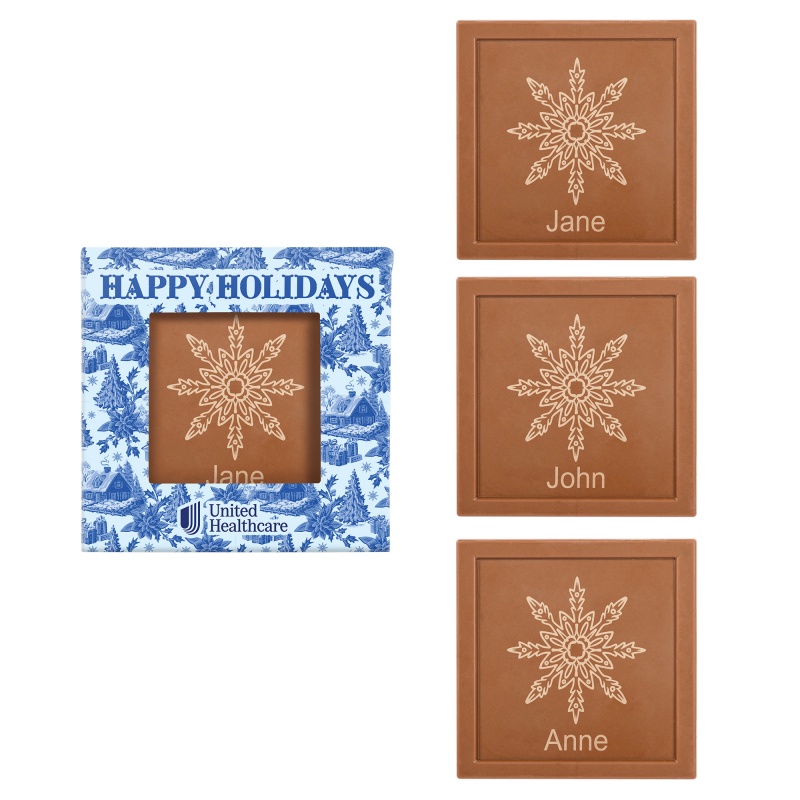 Personalized Square Etched Milk Chocolate Bar- Window Box