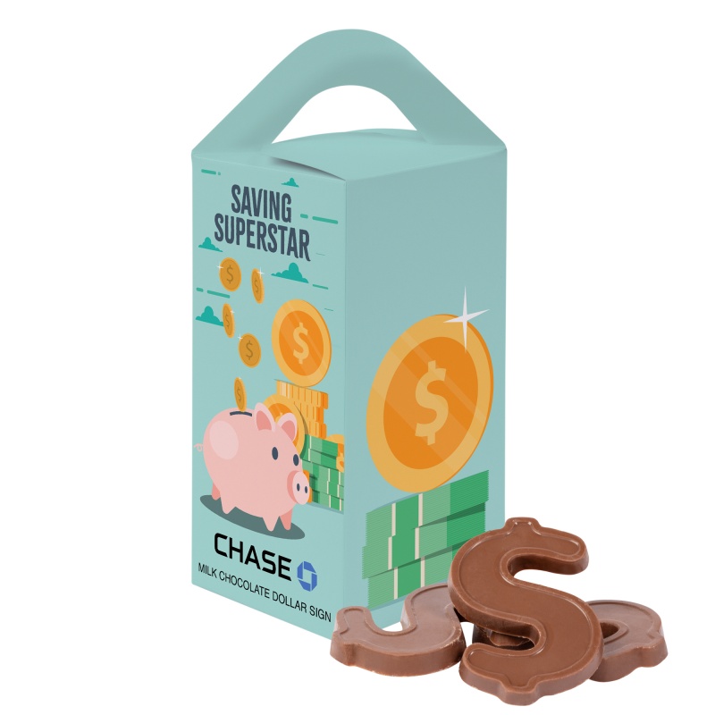 Tote Box with 1 oz Milk Chocolate Dollar Signs