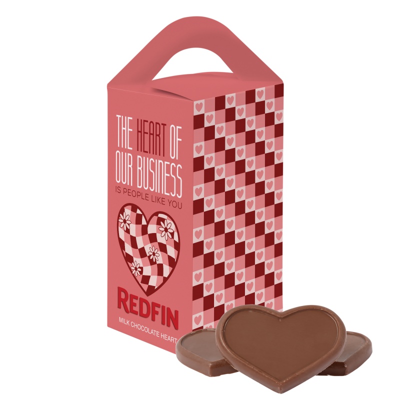 Tote box with 1oz Milk Chocolate Hearts
