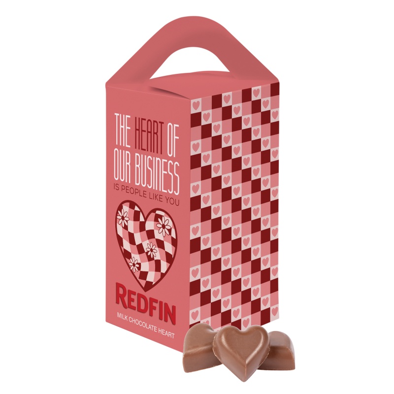 Tote box with 1oz Milk Chocolate Hearts